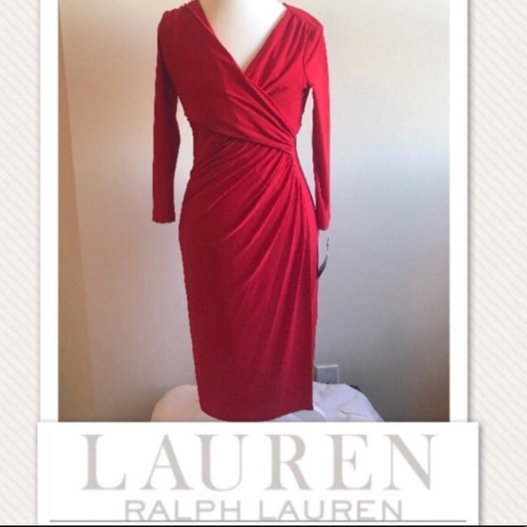 ralph lauren red wrap dress